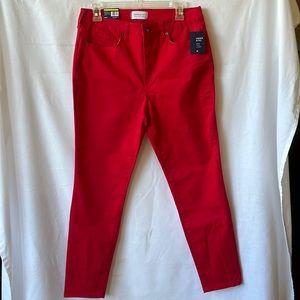 Crown & Ivy high rise, skinny, red denim, stretch jeans